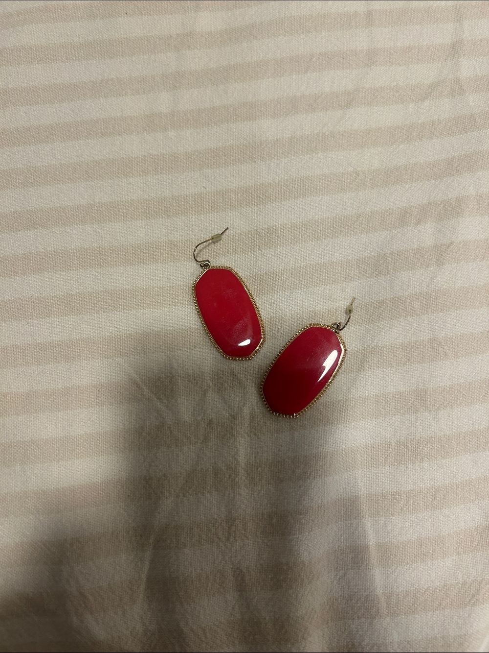 Gold-Trim Red Drop Earrings